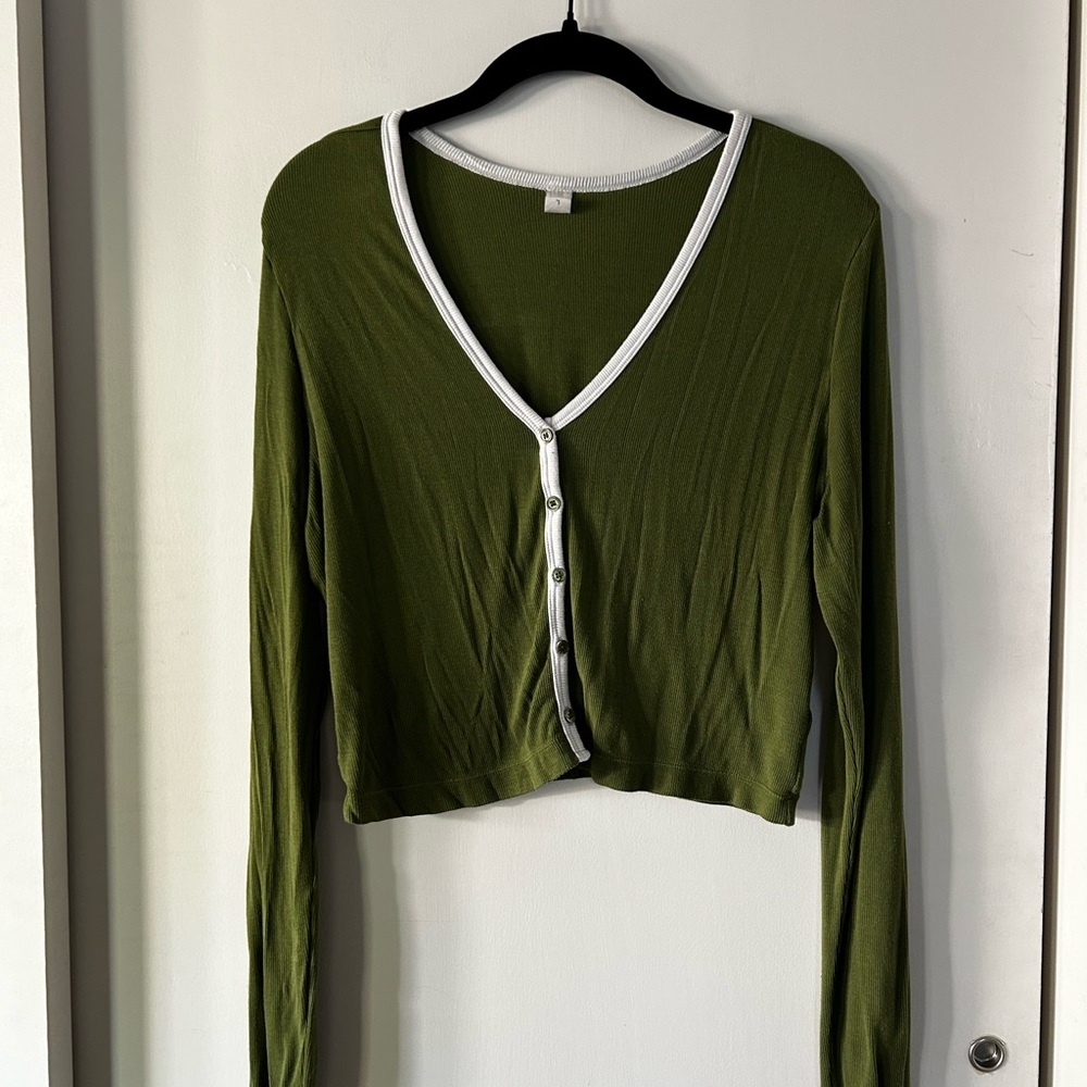 Parade Olive Green V-Neck Lightweight Cardigan